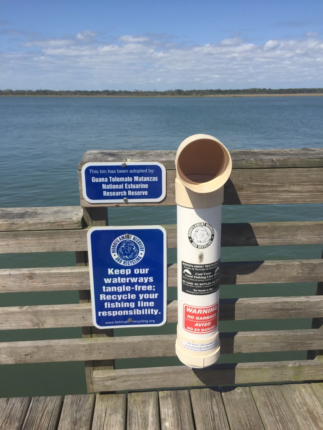 A Monofilament Recovery and Recycling Program bin is set up at Usina Boat Ramp in St. Augustine.